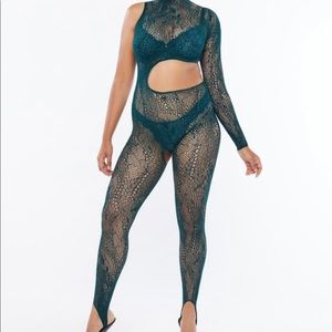 Cold-Hearted Snake Asymmetrical Lace Catsuit